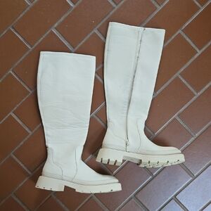 Fashion Nova Cream Knee-High Boots 8.5